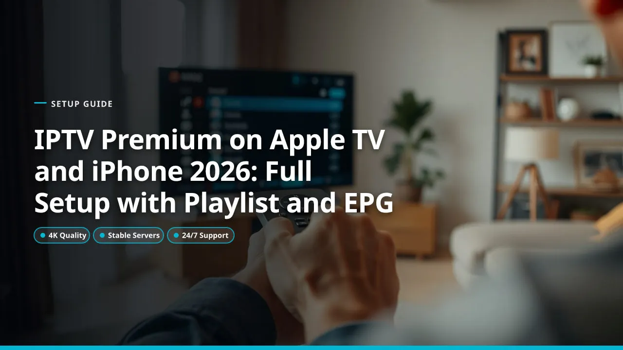 IPTV Premium en Apple TV y iPhone 2026: Configuración completa con lista de reproducción y EPG